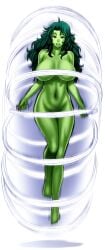 breasts canonical_scene cvatoshi female green_eyes green_hair green_skin jennifer_walters jump_rope marvel naked naked_female nude nude_female she-hulk superhero superheroine