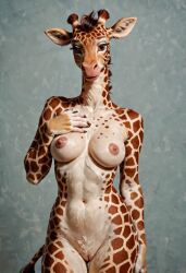 2024 ai_generated anthro breasts carnivalecloudmuncher female furry giraffe giraffid hyperrealistic mammal nipples nude ossicone photorealism photorealistic pussy realism realistic self_upload tagme