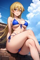 1girls ai_generated alexis_rhodes ass beach_background bikini blonde_hair blush breasts brown_eyes female hi_res khenai long_hair looking_at_viewer solo summer tenjouin_asuka yu-gi-oh! yu-gi-oh!_gx