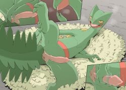 anal anal_fingering anal_masturbation anus bodily_fluids erection fingering generation_3_pokemon genital_fluids genitals green_body hi_res male masturbation nintendo nude penis pokemon pokemon_(species) sceptile smile solo spread_legs spreading tail tongue yamatokuroko965