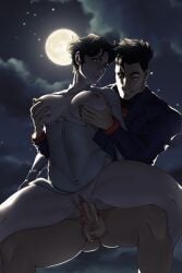 age_difference anissa clothed_sex clothing clouds conner_kent crossover dc dc_comics flying grabbing_from_behind groping groping_breast invincible invincible_(comics) invincible_(tv_series) kon-el large_breasts male/female moon moonlight outdoors penetration ripped_clothing short_hair sky superboy superboy_(conner_kent) superman_(series) wet_pussy