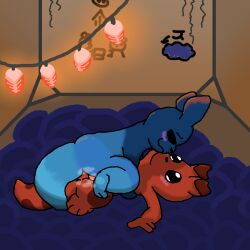 1:1 2024 :3 ambulant_(nonassociatedidiot) anus ass bed bedroom bedroom_sex bent_ear bent_ears blue_body blue_ears blue_fur blue_skin blush brown_ears brown_markings closed_smile colored cushion digital_drawing_(artwork) digital_media_(artwork) duo duo_focus enot_(rain_world) erection feet floor genitals graffiti graffiti_on_wall hindpaw inside inv_(rain_world) lantern lantern_string_lights male_penetrating markings mouth_closed multicolored_body nonassociatedidiot nude orange_body orange_fur orange_penis orange_skin penetration penile penile_penetration penis penis_in_pussy pillow pussy rain_world sex shaded slit_penis smile speed_bump_position steam steaming string_lights tail vaginal_penetration videocult wall_(structure)