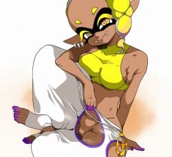 baggy_pants censored dark-skinned_female frye_(splatoon) no_panties old_school_academy pussy splatoon splatoon_3