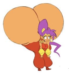 1girls ass ass_built_separately big_ass bubble_butt female flat_colors gigantic_ass higher_resolution_duplicate huge_ass hyper_ass purple_hair ripped_pants shantae shantae_(character) sketch solo tanned tasteofchoklit wardrobe_malfunction