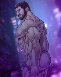 abs ass bara beard biceps big_penis blitzturner bulge capcom chris_redfield daddy hairy_chest male male_nipples male_only manly mature_male muscular_male nipples pecs penis penis_outline resident_evil resident_evil_8:_village thong underwear