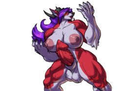 1futa anthro barbed_penis big_breasts big_penis breasts canine erection fox futa_only futanari horns hybrid intersex jayecho mammal muscular_futanari nipples nude penis purple_hair sheath solo solo_futa standing vein veiny_balls