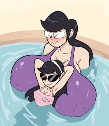 2girls age_difference big_breasts black_hair enormous_breasts glasses huge_breasts light-skinned_female light_skin long_hair maria_gonzalez mature_female milf multiple_girls rosa_gonzalez rosebuds_(comic) siblings sisters swimsuit terrible_the_drawfag