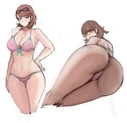 ass ass_focus atlus bikini female hi_res looking_at_viewer nero_watch persona persona_3 pink_bikini sega voluptuous voluptuous_female yukari_takeba