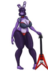 big_breasts bonnie_(fnaf) bowtie cleavage five_nights_at_freddy's guitar huge_breasts hxveuseenmypen large_breasts massive_breasts panties red_panties robot robot_girl rule_63 solo thick_thighs voluptuous voluptuous_female