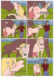 absurd_res bovid bovine breed cattle comic duo erection female feral genitals hi_res male male/female mammal penetration penis splashtf teats transformation udders