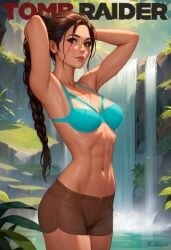 1girls abs ai_assisted ai_generated alternate_breast_size alternate_costume alternate_version_at_source alternate_version_available areola areolae big_breasts bikini bimbo blue_lingerie bra braided_hair breasts brown_eyes brown_hair brown_shorts casual cleavage cover_page detailed detailed_background deviantart deviantart_username eye_contact fair-skinned_female fair_skin female female_focus female_only fit fit_female glistening hourglass_figure human interior kuku kukuyolo lara_croft lara_croft_(classic) large_breasts light-skinned_female light_skin lingerie long_hair long_ponytail looking_at_viewer ponytail sexy shower solo solo_female text title title_page tomb_raider voluptuous wet wet_body wet_skin