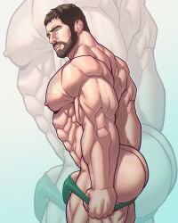 abs ass bara beard biceps big_penis blitzturner bulge capcom chris_redfield daddy hairy_chest male male_nipples male_only manly mature_male muscular_male nipples pecs penis penis_outline resident_evil resident_evil_8:_village thong underwear