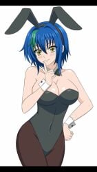 big_breasts blue_hair blush bunny_ears bunnysuit cleavage cosplay hfxpins high_school_dxd xenovia_quarta