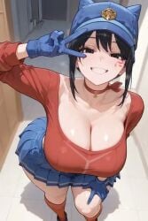 ai_generated cappie_(miside) female miside mita_(miside) v_sign
