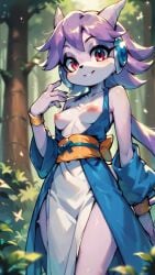 ai_generated anthro aquatic_dragon civitai dragon female female_protagonist freedom_planet freedom_planet_2 looking_at_viewer low_effort marusame off_model poor_quality sash_lilac topless video_games water_dragon