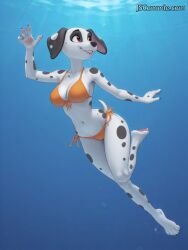 1girls ai_generated anthro bikini crossgender female girlsandmermaidsfan1 marshall_(paw_patrol) nickelodeon paw_patrol pixforge rule_63 solo tagme underwater