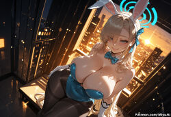 1girl ai_assisted ai_generated animal_ears asuna_(blue_archive) asuna_(bunny)_(blue_archive) bangs bar bare_shoulders black_legwear blue_archive blue_eyes blue_neckwear blush bow breasts bunny_ears bunny_girl bunnysuit cleavage curvaceous curvy curvy_female curvy_figure detached_collar earrings eyebrows_visible_through_hair fake_animal_ears female gloves hair_over_one_eye huge_breasts jewelry large_breasts leotard long_hair looking_at_viewer miyuai pantyhose smile strapless strapless_leotard thick thick_ass thick_butt thick_hips thick_legs thick_thighs thighband_pantyhose thighs very_long_hair voluptuous voluptuous_female white_gloves wide_hips wide_thighs wrist_cuffs