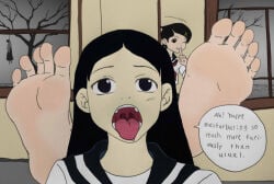 1boy 2girls barefoot black_eyes black_hair classroom colored colored_sketch dead death drawing feet feet_focus feet_up foot_fetish foot_focus foot_tease fuura_kafuka hanged hanging hanging_from_branch hanging_from_tree high_school_student implied_masturbation itoshiki_nozomu kitsu_chiri masturbation murati2882 open_mouth sayonara_zetsubou_sensei school school_uniform schoolgirl schoolgirl_uniform seifuku shushing simple_background sonictemperance suicide teasing tongue_out unaware wink winking winking_at_viewer