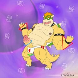 1boy animated bara bowser dragon erection handjob horns humanoid_penis lizard lovkuma male male_only mario_(series) muscles nintendo penis scalie shell solo super_mario_bros.