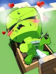 3:4 blush bodily_fluids bottomwear clothed clothing creeper_(minecraft) doejigogi end_rod female feral fucking_machine genital_fluids green_body green_nipples heart_symbol hi_res improvised_dildo improvised_sex_toy lying machine microsoft minecraft mojang navel nipples object_in_pussy on_back outside panties pattern_bottomwear pattern_clothing pattern_panties pattern_underwear penetration penetration_through_clothing piston solo spread_legs spreading striped_bottomwear striped_clothing striped_panties striped_underwear stripes underwear vaginal vaginal_fluids vaginal_fluids_through_clothing vaginal_penetration wet wet_clothing xbox_game_studios