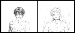 black_hair hikaru_ga_shinda_natsu hikaru_indou monster_boy the_summer_hikaru_died white_hair yaoi yoshiki_tsujinaka