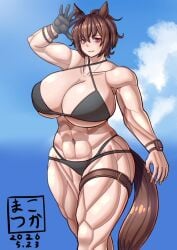 big_ass big_breasts bigger_female bikini breasts female hyper_muscles light-skinned_female light_skin mature mature_female milf muscles muscular_female muscular_thighs umamusume