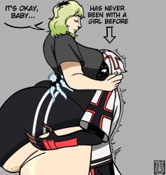 1boy 1boy1girl 1girls big_ass big_butt breast_on_face breast_press breasts breasts_bigger_than_head bubble_ass bubble_butt cellulite closed_eyes clothed clothing dialogue english_text huge_ass huge_butt hugging massive_ass massive_breasts massive_butt movement_lines nervous original_character ribznsfw text thick thick_ass thick_butt thick_legs thick_thighs