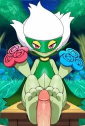 anthro feet feet_on_penis feral foot_fetish foot_play footjob game_freak happy nintendo pawjob paws paws_on_penis penis pokemon pokemon_(species) pokemon_dppt pov roserade toes trainer uncensored