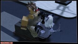 1boy 1girl 3d furry nekomaniaa roblox robloxian shark_girl source_request tagme