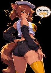 1girl ai_generated ass big_ass big_breasts breasts female female_focus hispanic mogambuzz raccoon_girl sexy_body sexy_female sexy_pose youtube_hispanic youtuber_girl