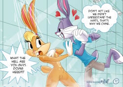 anthro breasts bugs_bunny comic female furry lola_bunny looney_tunes male misterkrait mrkrait no_humans nude rabbit text the_looney_tunes_show water