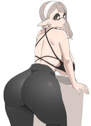 1girls ass big_ass big_breasts breasts clothed clothed_female curvy domino_mask earrings female female_focus female_only huge_ass huge_breasts inkling large_ass large_breasts light-skinned_female light_skin looking_at_viewer looking_back marie_(splatoon) mole mole_under_eye nintendo pointy_ears simple_background solo solo_female solo_focus splatoon splatoon_(series) thick thick_ass thick_butt thick_thighs thighs yuta_agc