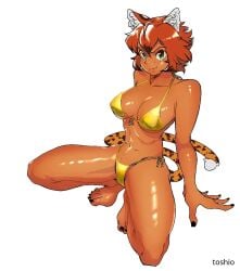 1girls 2d 2d_(artwork) 2d_artwork abs almost_naked almost_nude animal_ear_fluff animal_ears animal_tail ankles arm_support bare_arms bare_belly bare_calves bare_chest bare_hands bare_hips bare_knees bare_legs bare_midriff bare_navel bare_shoulders bare_skin bare_soles bare_thighs bare_toes barefoot belly belly_button big_boobs big_breasts bikini bikini_bottom bikini_only bikini_top black_fingernails black_nail_polish black_nails black_toenail_polish black_toenails body_freckles breasts brown-skinned_female brown_skin brown_skinned_female busty busty_female busty_girl calves cat_ears cat_tail character_request closed_mouth_smile collarbone digital digital_art digital_drawing digital_drawing_(artwork) digital_media digital_media_(artwork) drawing exposed exposed_arms exposed_belly exposed_chest exposed_hips exposed_legs exposed_midriff exposed_navel exposed_shoulders exposed_skin exposed_thighs exposed_toes eyebrows_visible_through_hair feet female female_focus female_only fingernails fingers fit_female freckle freckled_skin freckles freckles_on_body freckles_on_face full_body ginger ginger_hair gold_bikini gold_bikini_bottom gold_bikini_top gold_swimsuit gold_swimwear green-eyed_female green_eyes groin hair_between_eyes halterneck high_resolution highres inframammary_fold inguinal_crease inguinal_ligament knees large_boobs large_breasts lean_figure legs legs_apart legs_folded legs_spread leopard_ears leopard_girl leopard_tail linea_alba looking_at_viewer looking_up looking_up_at_viewer midriff mostly_nude muscular muscular_female nail_polish nails naked naked_female naked_woman narrow_waist navel nearly_nude nipple_bulge no_shoes nude nude_female nudity orange-haired_female orange_hair orange_hair_female practically_nude shiny_breasts shiny_hair shiny_legs shiny_shoulders shiny_skin shiny_thighs short_hair shoulders side-tie_bikini sideboob sitting slender_body slender_waist slim_female slim_waist smile smiley_face smiling smiling_at_viewer solo spread_legs spreading_legs spreading_thighs squat squatting squatting_female squatting_pose stomach string_bikini swimsuit swimwear thick_thighs thighs toenail_polish toenails toes toshio