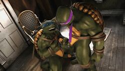 2014 2boys 3d animated donatello erection gay green_skin handjob humanoid_penis incest male male_only multiple_boys muscles penis raphael rexim scalie sex shell source_filmmaker teenage_mutant_ninja_turtles turtle