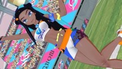 black_hair blue_eyes clothed_female crowd dark_skin koikatsu nessa_(pokemon) not_porn perfect_idiot pokemon pokemon_ss sfw stadium