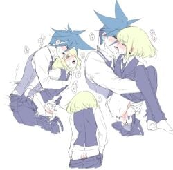 1femboy 2boys after_sex anal anal_penetration anal_sex androgynous blonde_hair bob_cut burrrntlemon clothed clothing cum_in_ass cumming cumming_from_anal_sex cumming_while_penetrated erect_while_penetrated femboy feminine_faced_male feminine_male galo_thymos gay gay_sex lio_fotia male petite petite_body petite_male promare short_hair short_male size_difference slim slim_male slim_waist small_penis suit thin_waist twink wholesome wholesome_sex yaoi