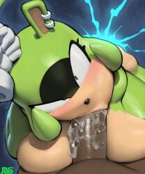 1boy 1girls 2d anthro anthro_female dark-skinned_male dark_skin deepthroat deepthroat_no_hands human human_on_anthro namespace sega sonic_(series) sonic_the_hedgehog_(series) spit spit_bubble surge_the_tenrec tagme