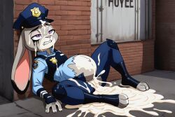 abandoned after_rape after_sex after_vaginal ai_generated alley bad_end clenched_teeth cop crying cum cum_excessive cum_explosion cum_expulsion cum_in_pussy cum_inside cum_on_body cum_on_breasts cum_on_face cum_on_floor disney excessive_cum fur furry furry_ears furry_woman gray_fur judy_hopps legs legs_open madworld123 no_humans on_the_floor police police_uniform police_woman policewoman pregnant pregnant_female rabbit rabbit_ears rabbit_girl rape raped_female ripped_pants ripped_uniform runny_makeup smudged_makeup stomach stomach_bulge stomach_inflation tired tired_expression tired_eyes tired_look uniform violet_eyes woman zootopia