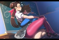 1boy 1girl 1girls ai_generated cling curvy mullon novelai pokemon pokemon_oras pokemon_rse roxanne_(pokemon) straight suspended_congress thick_thighs voluptuous voluptuous_female