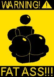 1girl anon anonymous_female ass black_body black_skin butt buttocks caution_sign chubby danger dangerous fat_ass fatass female female_focus female_only ferman sign thick voluptuous voluptuous_female warning warning_sign yellow_background