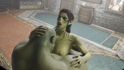 3d baldur's_gate_3 dodchd futanari lae'zel male_on_futa orc orc_male
