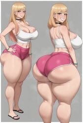 1girls ai_assisted ai_generated areola_slip artist_request ass big_ass big_breasts big_nipples blonde_hair female happy huge_ass kitagawa_marin marin_kitagawa my_dress_up_darling onlyfans shorts sky smile solo solo_focus sono_bisque_doll_wa_koi_wo_suru