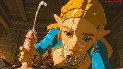 ai ai_art ai_generated azure993 breasts breath_of_the_wild cum cum_on_face cumming cumshot facial female female_focus girl handjob legend_of_zelda stroking_penis uncensored zelda_(breath_of_the_wild)