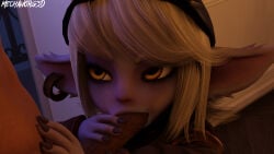 1boy1girl 3d blender blowjob blowjob_face blue_skin cheek_bulge female_on_human gripping_cock hi_res holding_penis human_on_humanoid league_of_legends licking licking_penis looking_at_partner looking_up mechaworg3d pointed_ears pointy_ears pubic_hair riot_games shortstack sucking sucking_penis tagme tongue_out tristana yordle