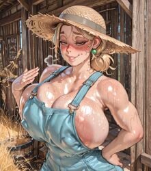 ai_generated areolae aunt aunt_and_nephew big_breasts blonde_hair blush breasts_bigger_than_head curvy curvy_body curvy_female curvy_figure curvy_hips erection erection_under_clothes fanning_self farm farmgirl freckles half-closed_eyes huge_breasts huge_nipples hungry massive_breasts milf mommy nipple_bulge nipple_slip nipples_visible_through_clothing original original_character shy sideboob slim_waist smile smile_at_viewer starlightnex story story_in_description straw_hat sweat sweatdrop sweating thick thick_ass thick_body thick_hips thick_legs thick_lips thick_thighs thighhighs thighs thirsty wet wet_body wet_skin wide_hips