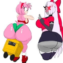 amy_rose dumptruck_ass hazbin_hotel sailorannie2005 sketch sonic_the_hedgehog_(series) vaggie_(hazbin_hotel)