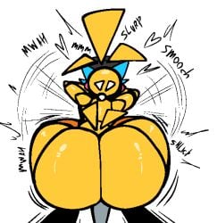 animatronic animatronic_female beakless big_ass chicken chicken_girl female five_nights_at_freddy's five_nights_at_freddy's_2 five_nights_at_frickbears fnaf makeout nanodude78 nightguard phasianid robot robot_girl scottgames sex straight toy_chica_(fnaf) yellow yellow_skin