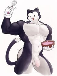 abs anthro balls big_arms big_ass big_pecs big_thighs blushing cat_ears cat_tail chest cooking feline_humanoid flaccid flaccid_penis flexing flexing_arms flexing_bicep foreskin fortnite furry genitals himbo male male_only male_solo meowscles_(fortnite) muscles muscular muscular_male naked naked_male penis smiling tail testicles toon_meowscles uncut uncut_penis veiny_penis wink