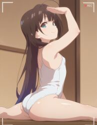 ai_generated bare_legs beautiful_girl blue_eyes brown_hair flat_chest focus_on_ass gymnastics heavenly_ass heavenly_body hinatsuru_ai long_hair open_legs perfect_body petite_female posing pretty_girl sexy_pose slim_female slim_waist slutty_body slutty_female small_breasts temptation tempting_viewer