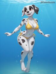 1girls ai_generated anthro bikini crossgender female girlsandmermaidsfan1 marshall_(paw_patrol) nickelodeon paw_patrol pixforge rule_63 solo tagme underwater